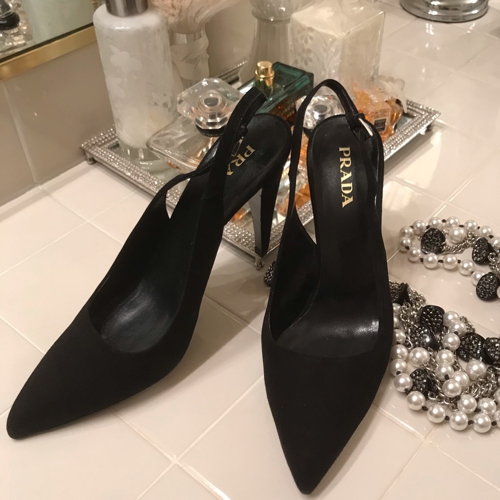Prada black suede high heels Size 38 1/2 (8 1/2)